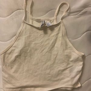 White halter crop top